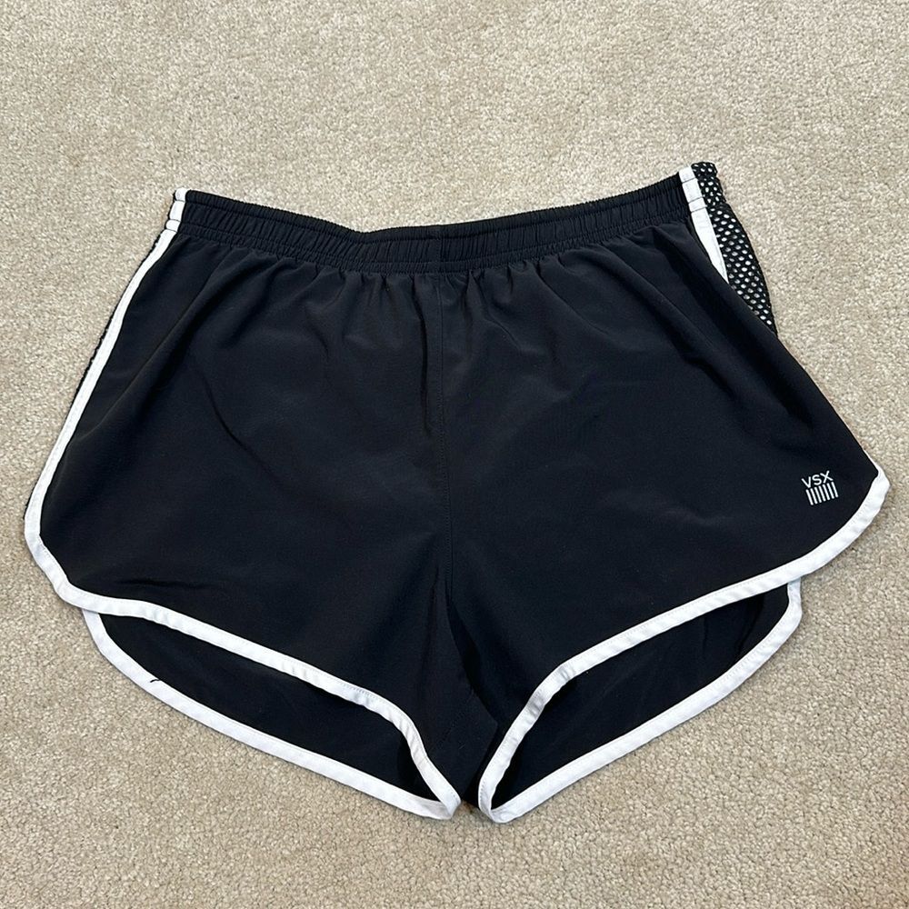Victoria Secret Sport Black White Runner Lined Mesh Detail Pocket Shorts Size XS